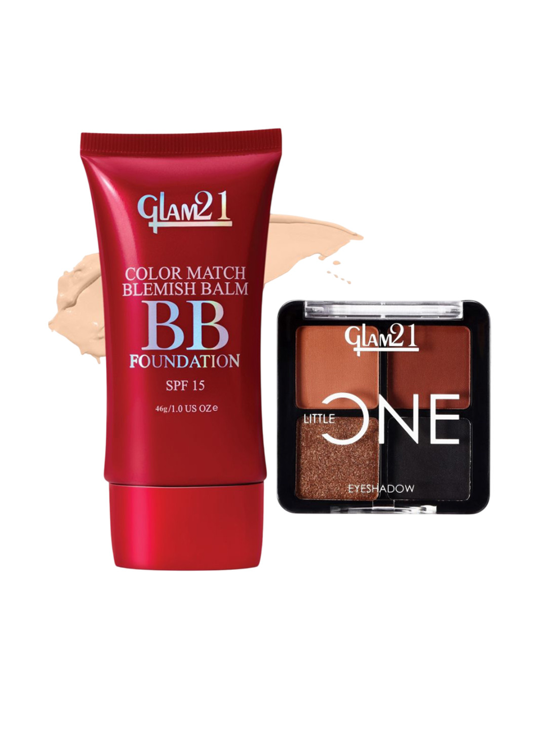 GLAM21 Set Of 2 Little One 4-In-1 Eyeshadow Palette-01 & Color Match BB Foundation- 01