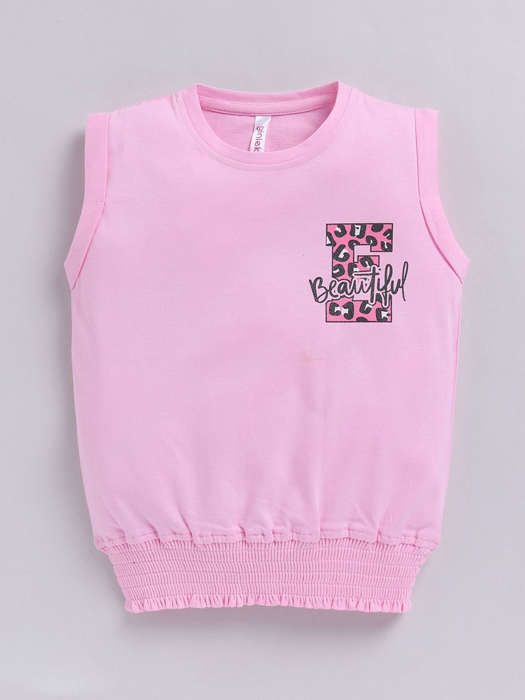 giniekids Girl's Solid Smoked Round Neck Top