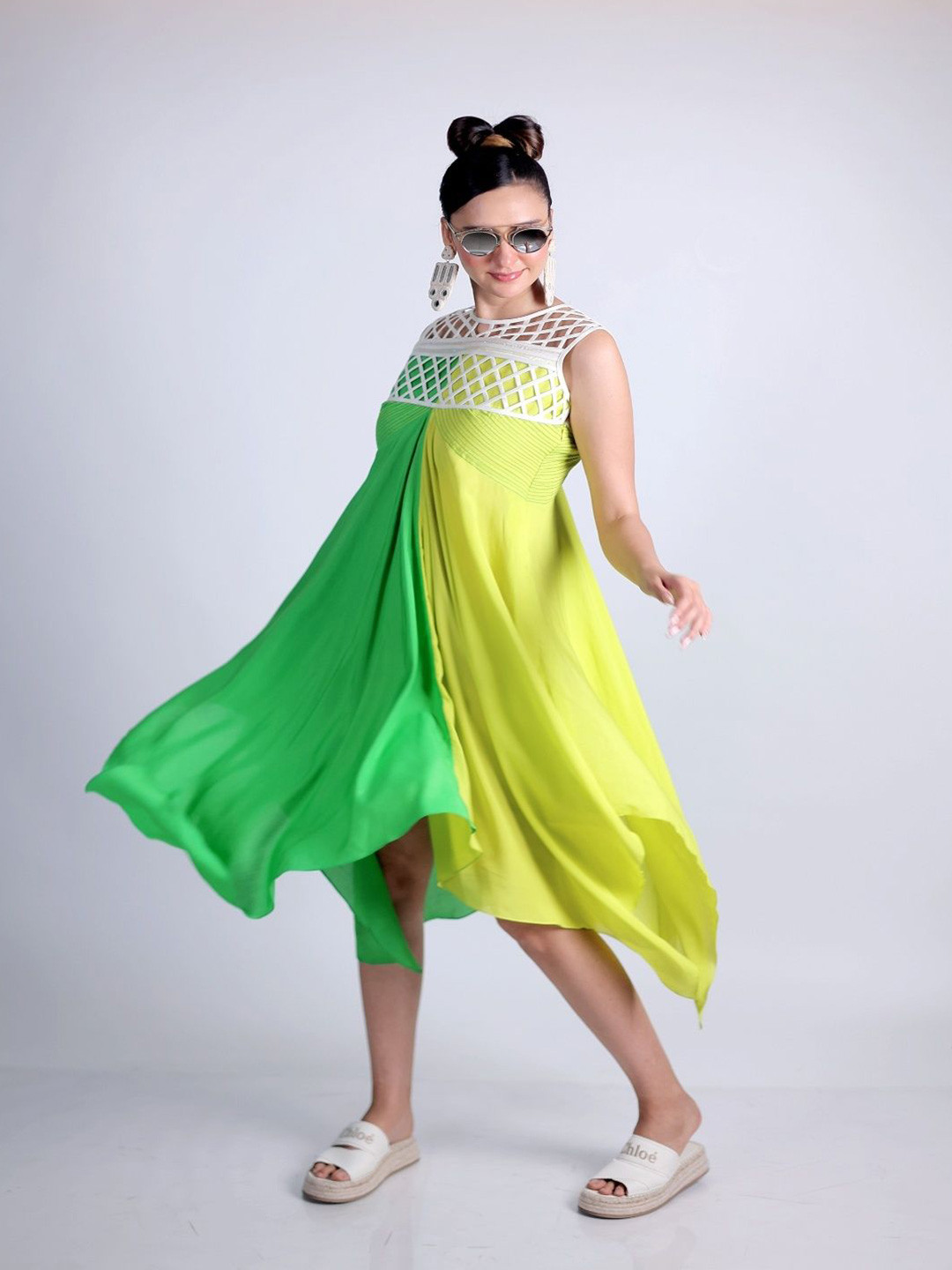 FIRKI Women Self Design Embroidered A-Line Dress