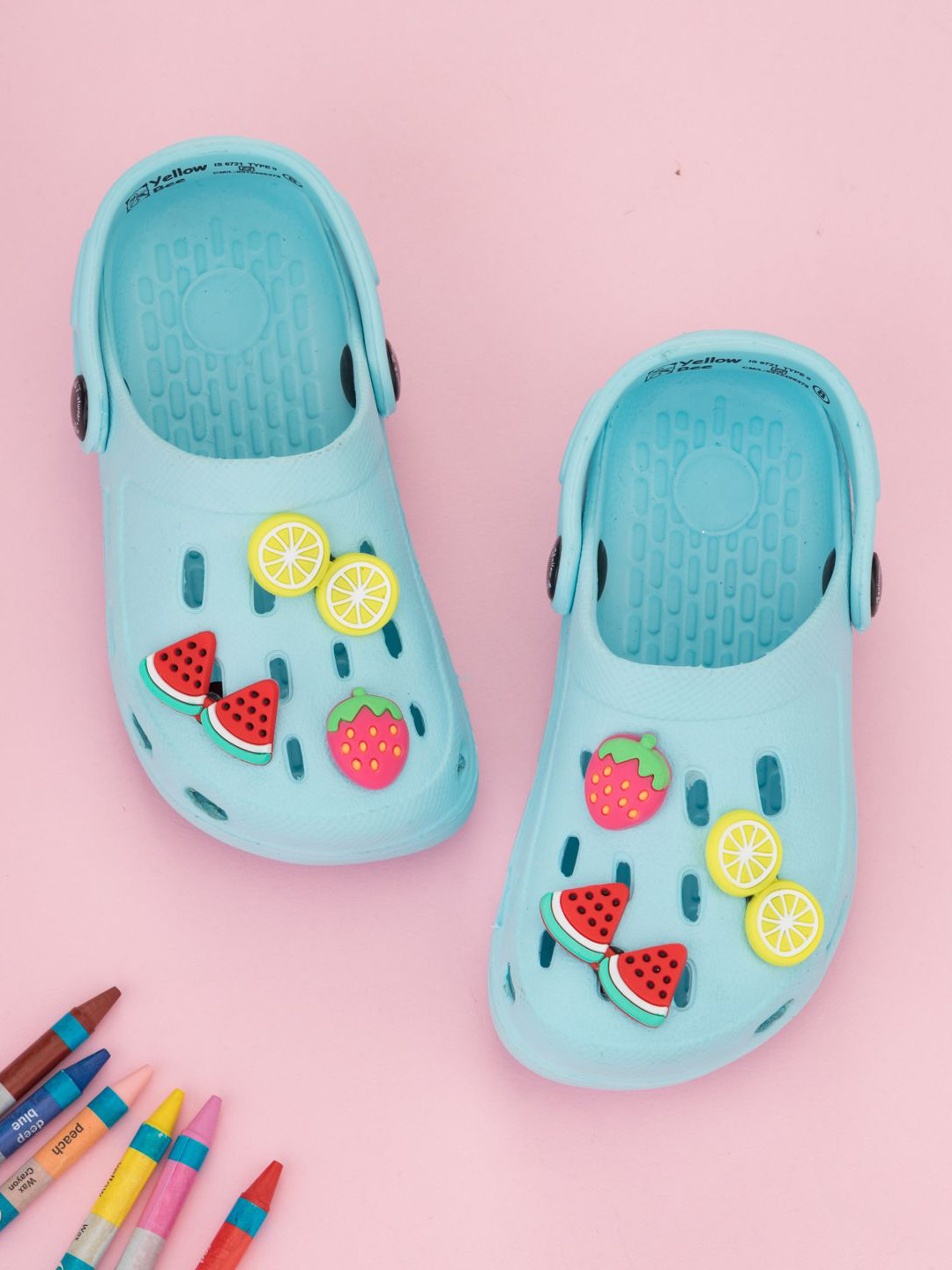 Yellow Bee Girls Adorable Fruit-Themed 3D Charms Clogs