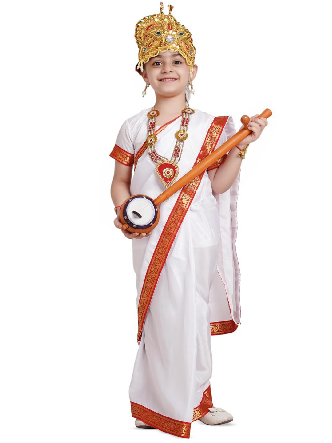 Kaku Fancy dresses Girls Ready To Wear Saree Devi Saraswati Saree Costume