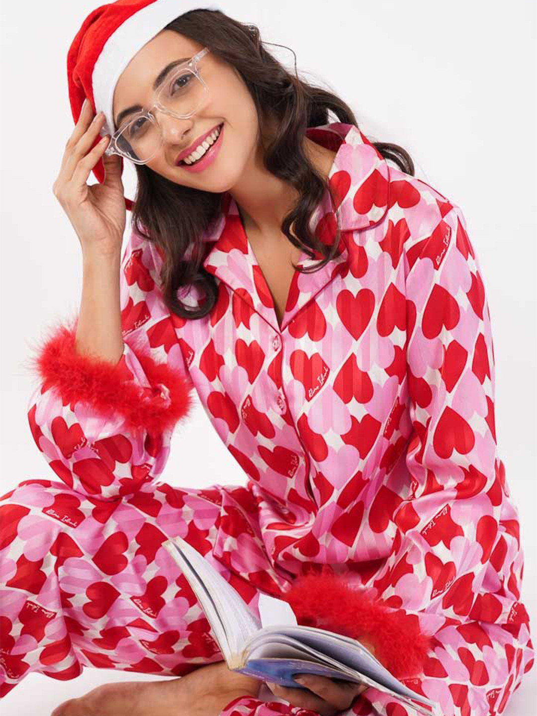 ISLAY Women Printed Lapel Collar Neck Shirt with Trousers Night Suit