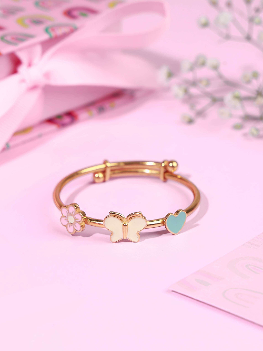 Elegante kids Girls Sterling Silver Gold-Plated Cuff  Nazariya Bracelet