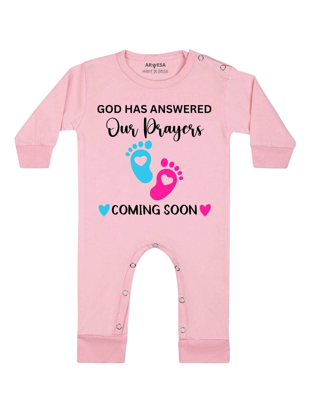 Arvesa God Has Answered Our Prayer Coming Soon Printed Bodysuit