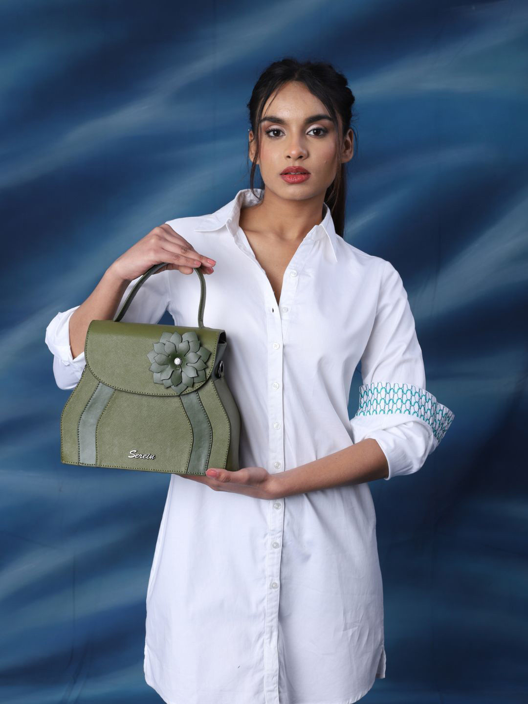 SEREIN Bloom & Blossom Textured Structured Handheld Bag