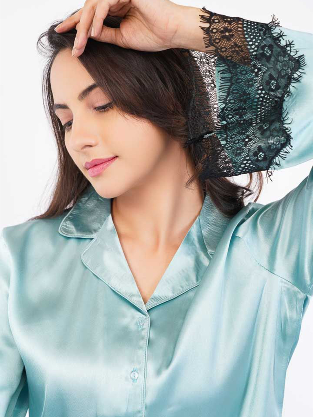 ISLAY Lapel Collar Neck Shirt with Trousers Night Suit