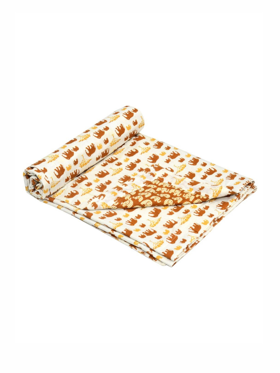 BLOCKS OF INDIA Kids Brown & White Animal Printed Cotton 150 GSM AC Room Single Bed Dohar