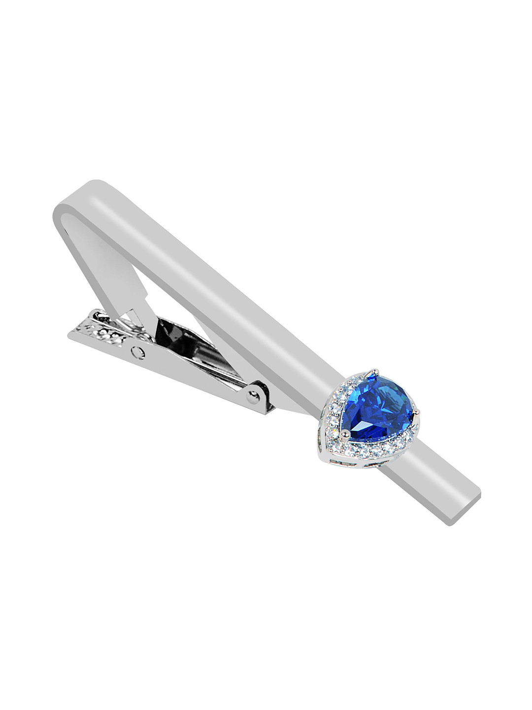 Curren Men's Silver Zircon Studded Tie Pin Statement Brooch