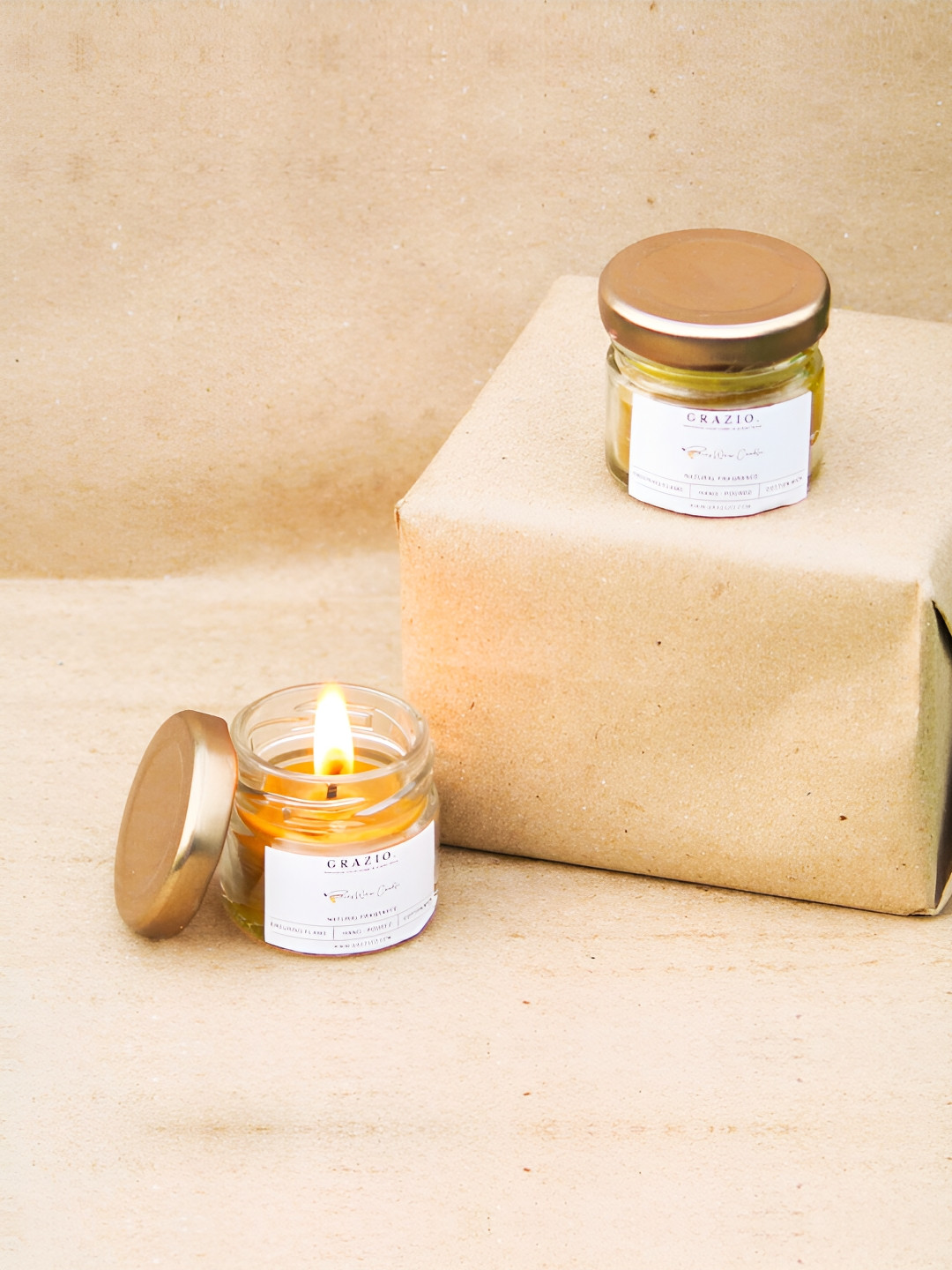 GRAZIO Beeswax Gifting Edition 6Pcs Honey and Lemon Grass Solid Jar Candles