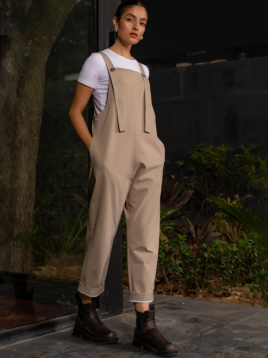 UNRUSH Women Tan Pitari Overalls