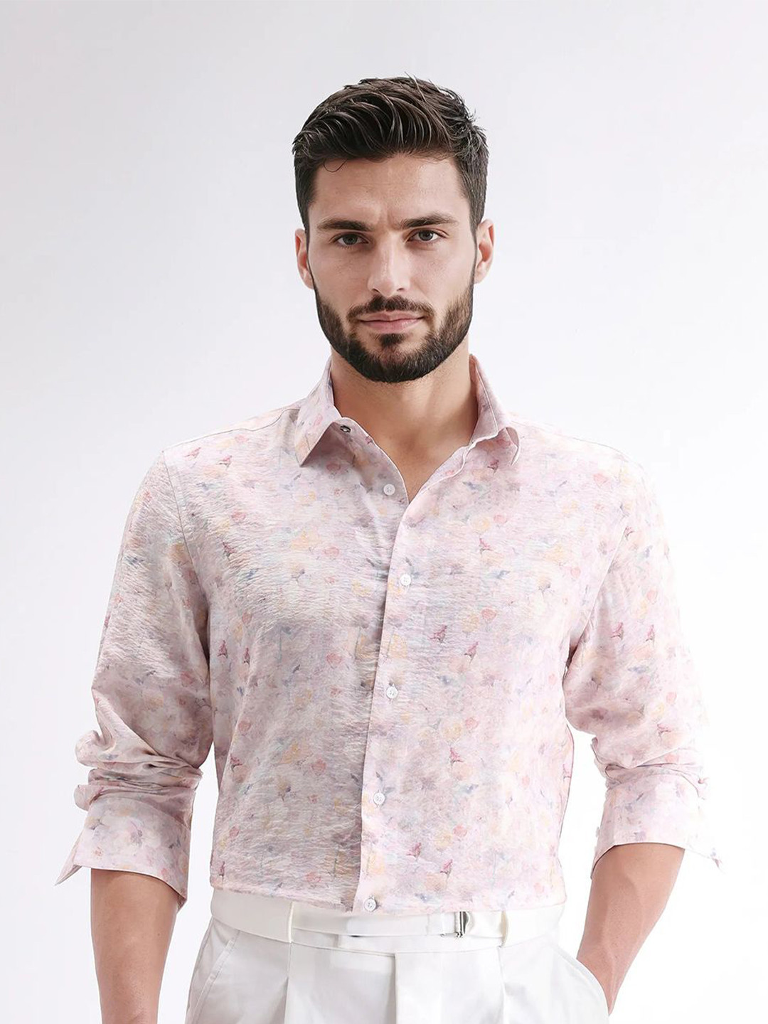 RARE RABBIT Men Abstract Printed Spread Collar Casual Regular Fit Shirt
