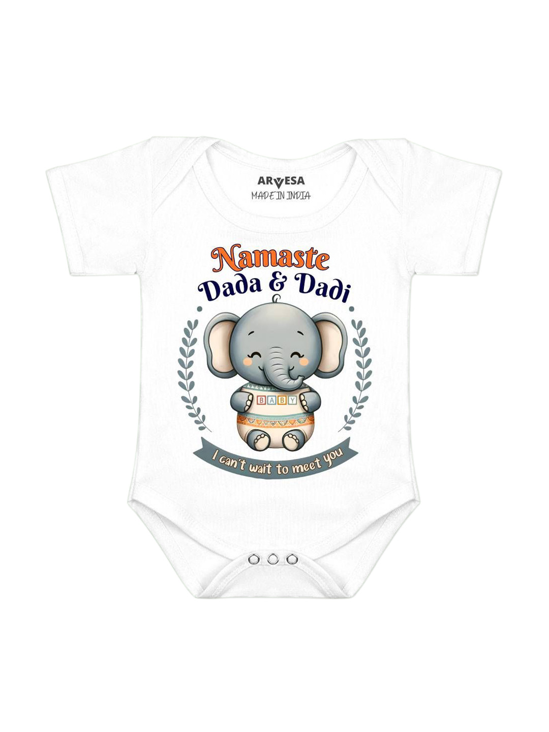 Arvesa Namaste Dada Dadi Printed Bodysuit