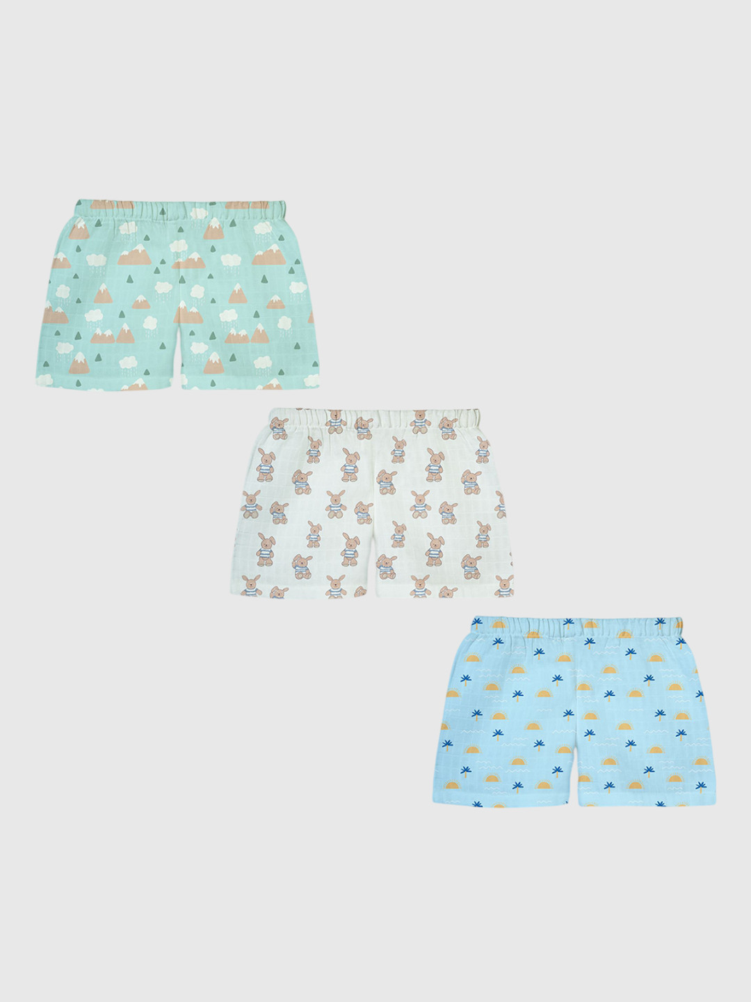 1st Step Girls Pack Of 3 Floral Printed Regular Fit Mid-Rise Shorts