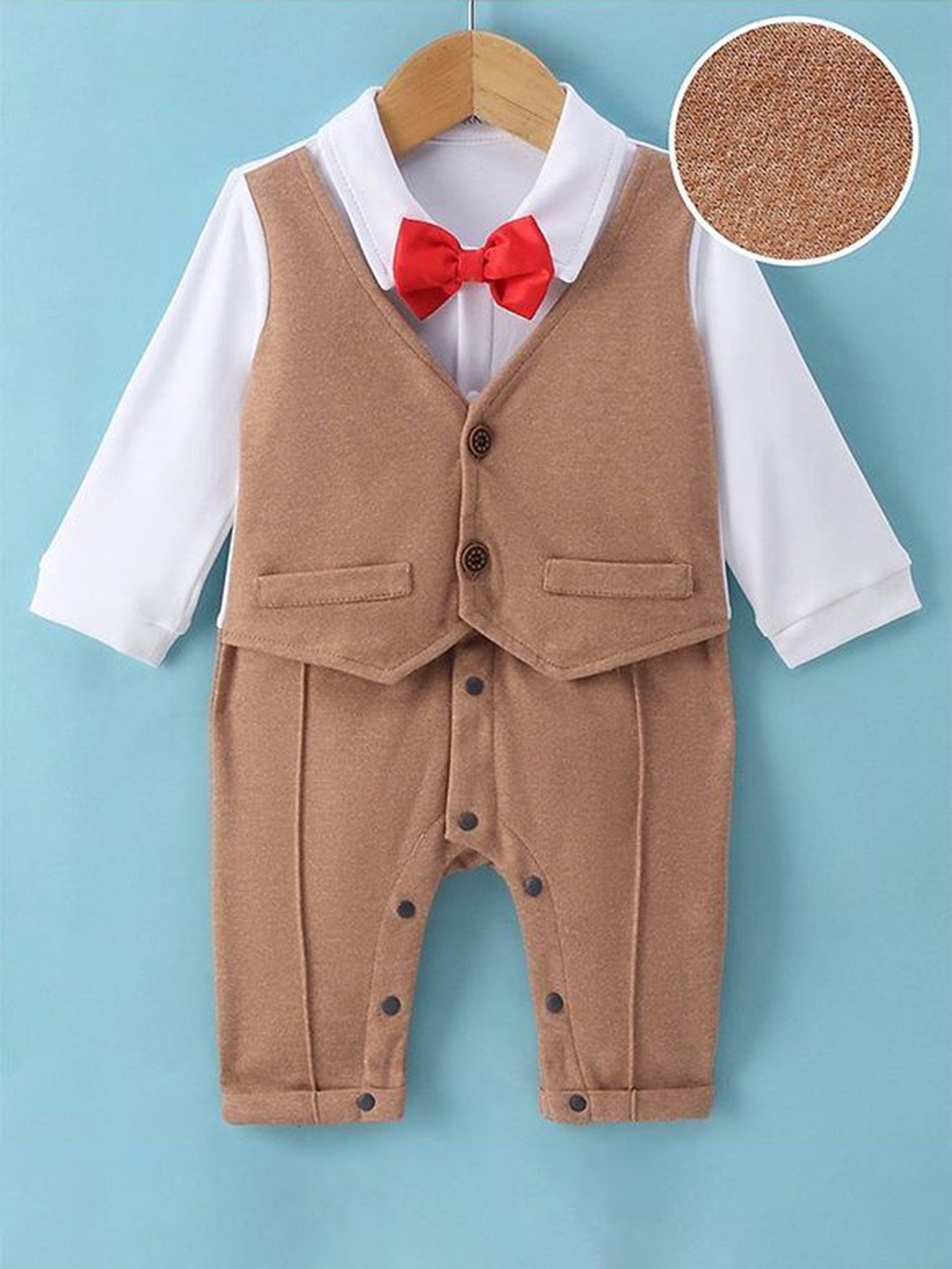 Mark & Mia Infant Boys Romper With Waist Coat & Bow