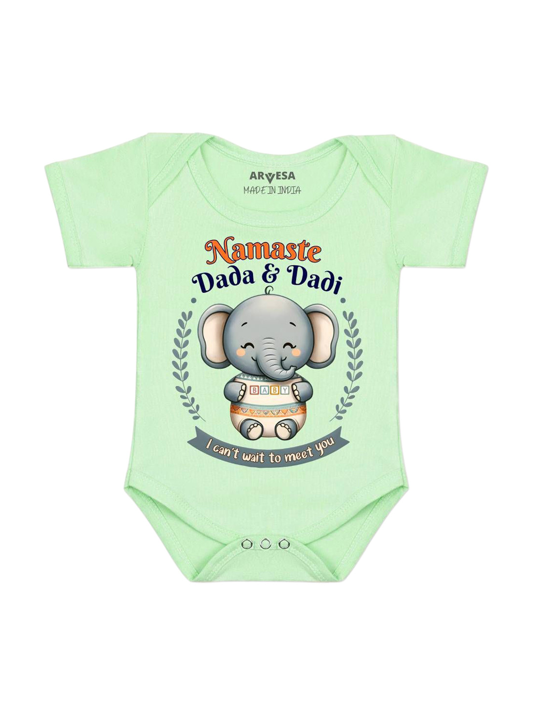 Arvesa Namaste Dada Dadi Printed Bodysuit