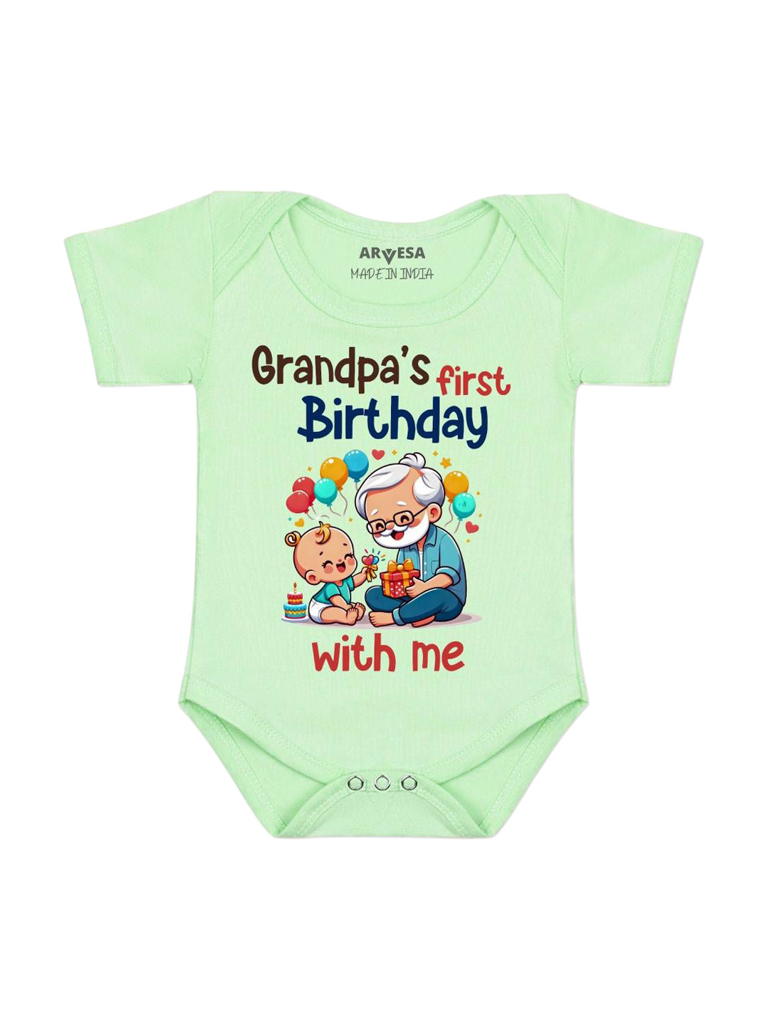 Arvesa Grandpa's First Firthday With Me Printed Bodysuit