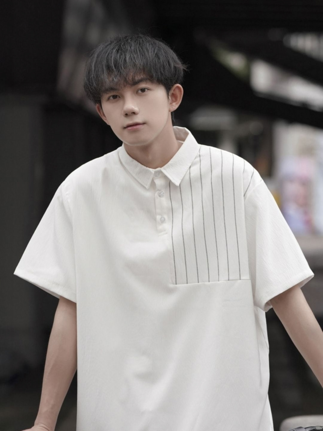 Striped Polo Collar Short Sleeves Regular Fit Casual T-shirt