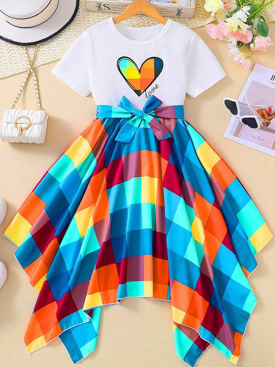 BAESD Girls 1 Geometric Print Fit & Flare Dress