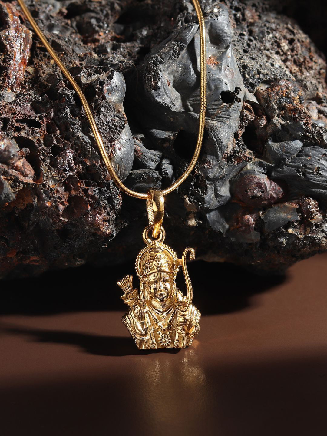 Metronaut 925 Sterling Silver 22 Kt Gold-Plated Ram Pendant With Chain