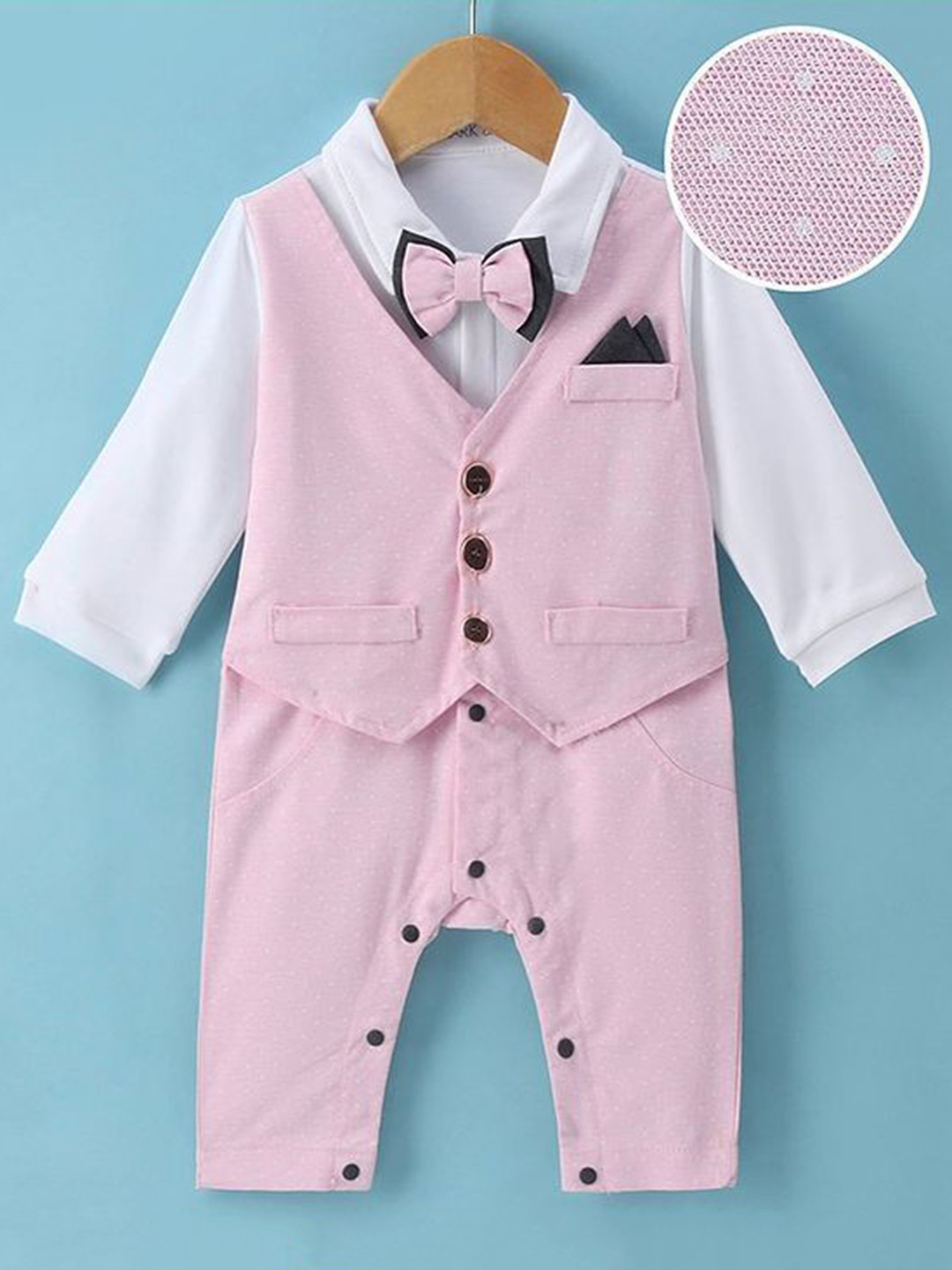 Mark & Mia Infant Boys Romper With Bow & Attached Waistcoat