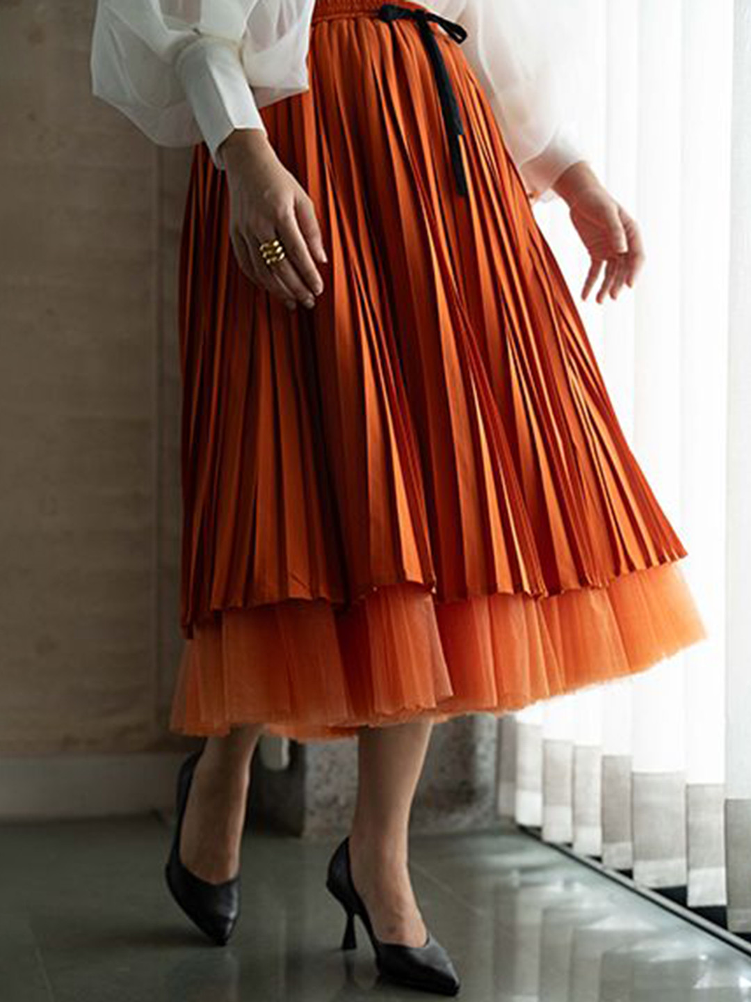 UNRUSH Dram Burnt Orange Skirt