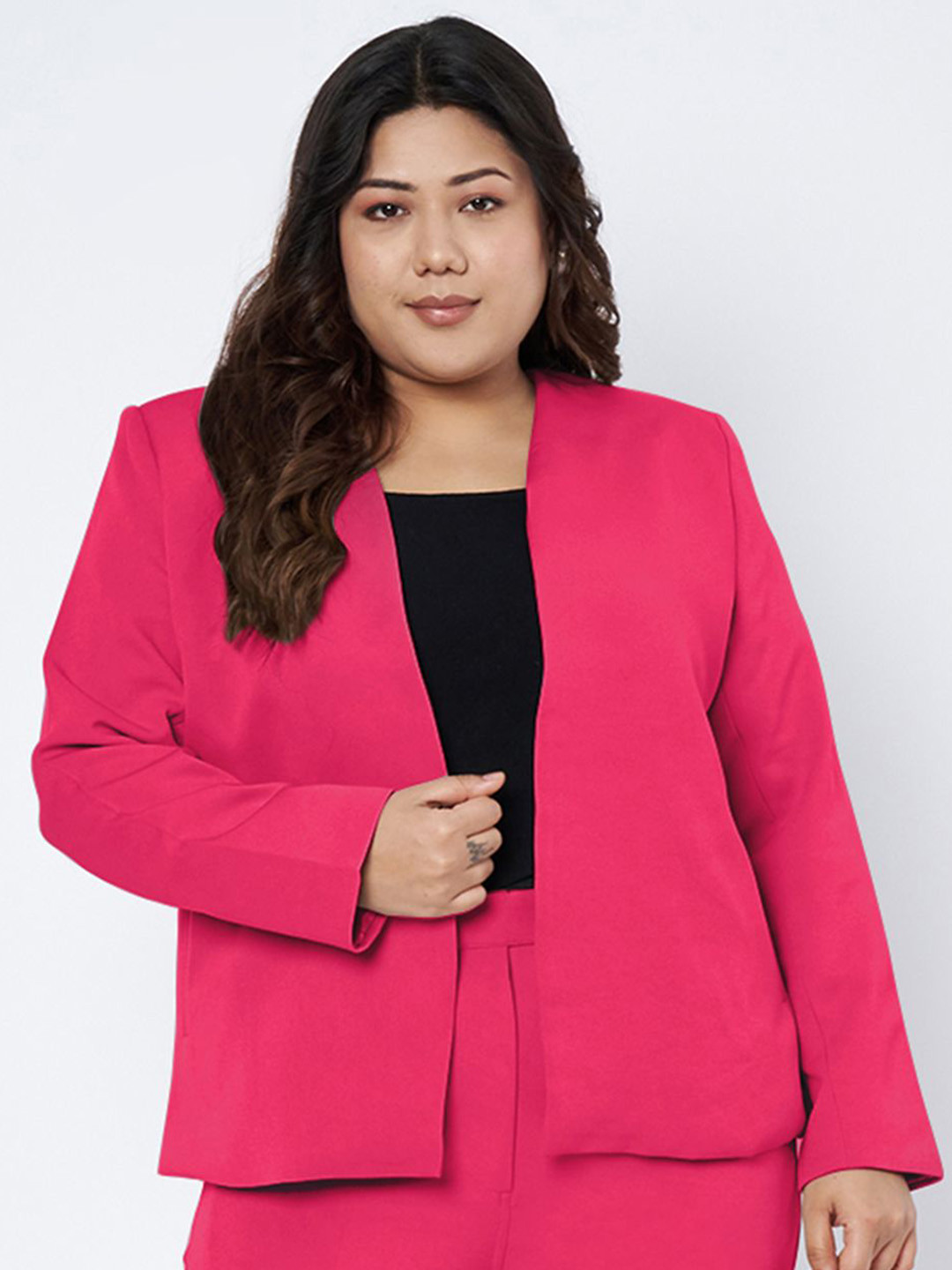 BRINNS Plus Size Open Front Blazer