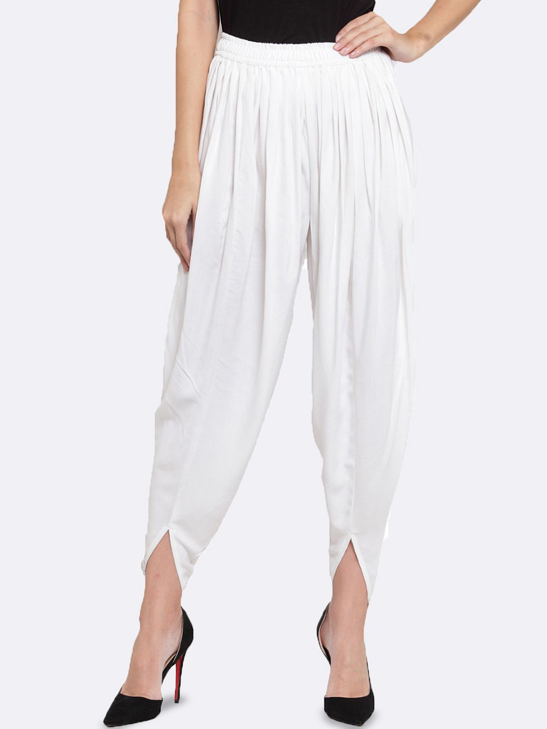 Women Rayon Pleated Slip On Dhoti Salwar