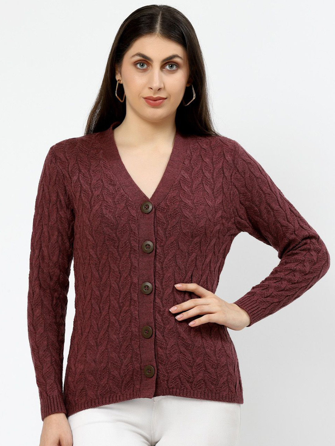 Kalt Women Cable Knit Cardigan