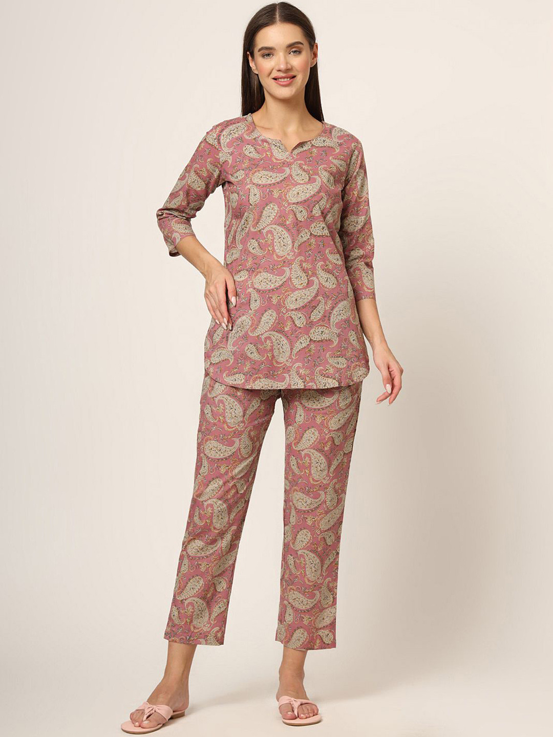Divena Printed Pure Cotton Tunic & Trousers Co-Ords