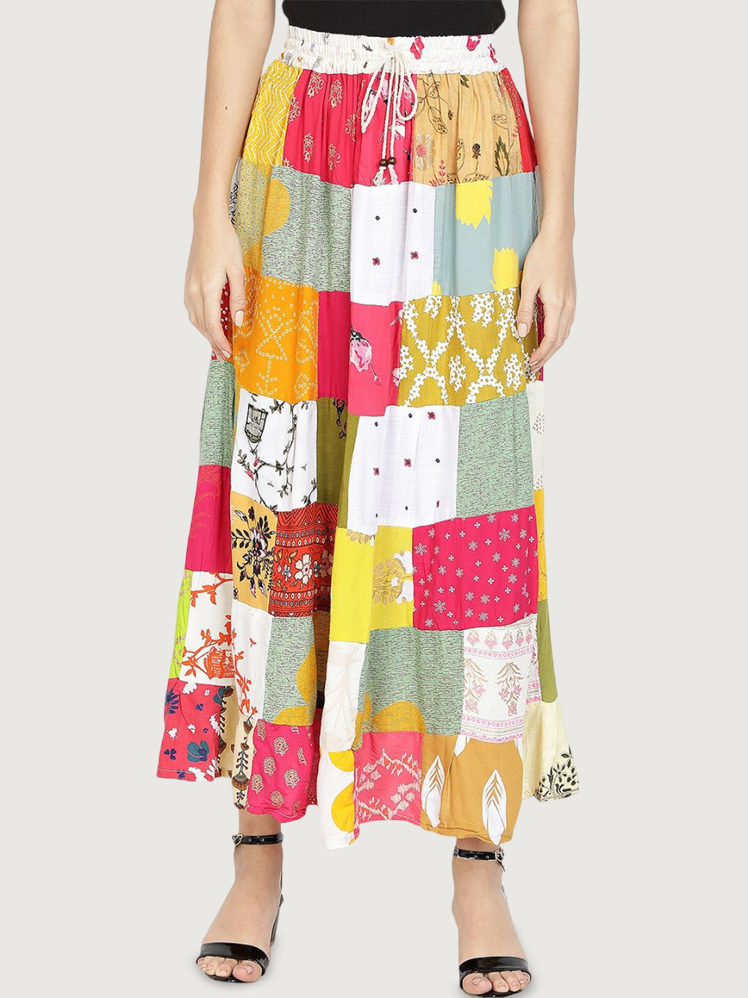 Cloth Bites Abstract Printed Flared Maxi Skirt