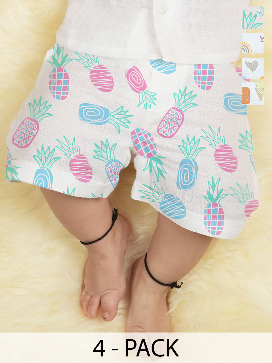 1st Step Pack of 4 Boys Conversational Printed Regular Fit Shorts