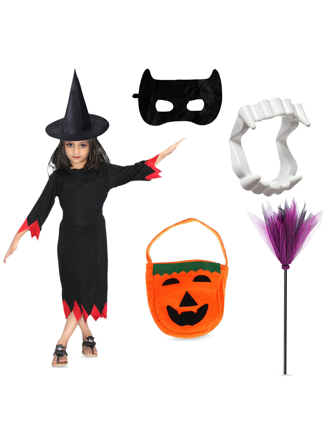 Kaku Fancy dresses Girls Halloween Witch Costumes