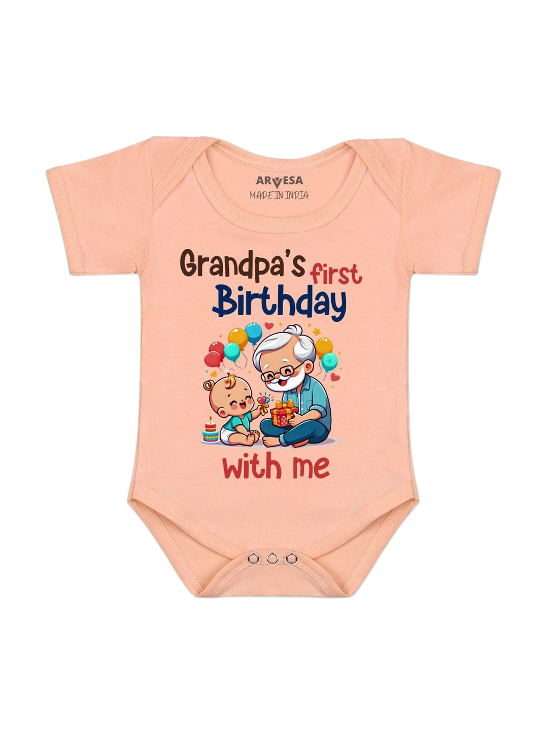 Arvesa Grandpa's First Firthday With Me Printed Bodysuit