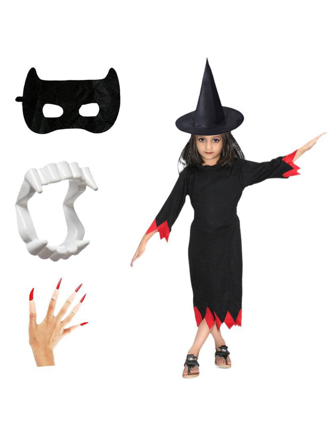 Kaku Fancy dresses Girls Halloween Witch Costume