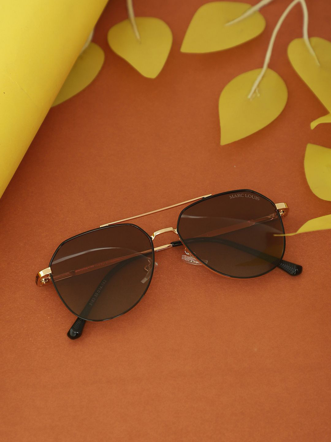 MARC LOUIS Unisex Aviator Sunglasses and UV Protected Lens MARC LOUIS 9163 GOLDEN BROWN SG