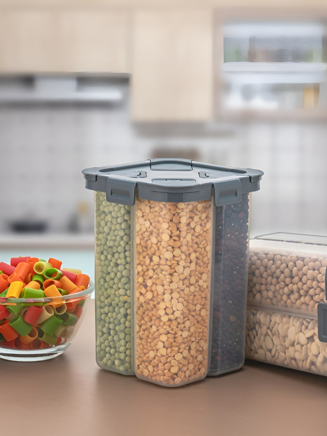 ReeQ Set of 1 Grey Airtight Plastic Kitchen Storage Containers 2000 ml