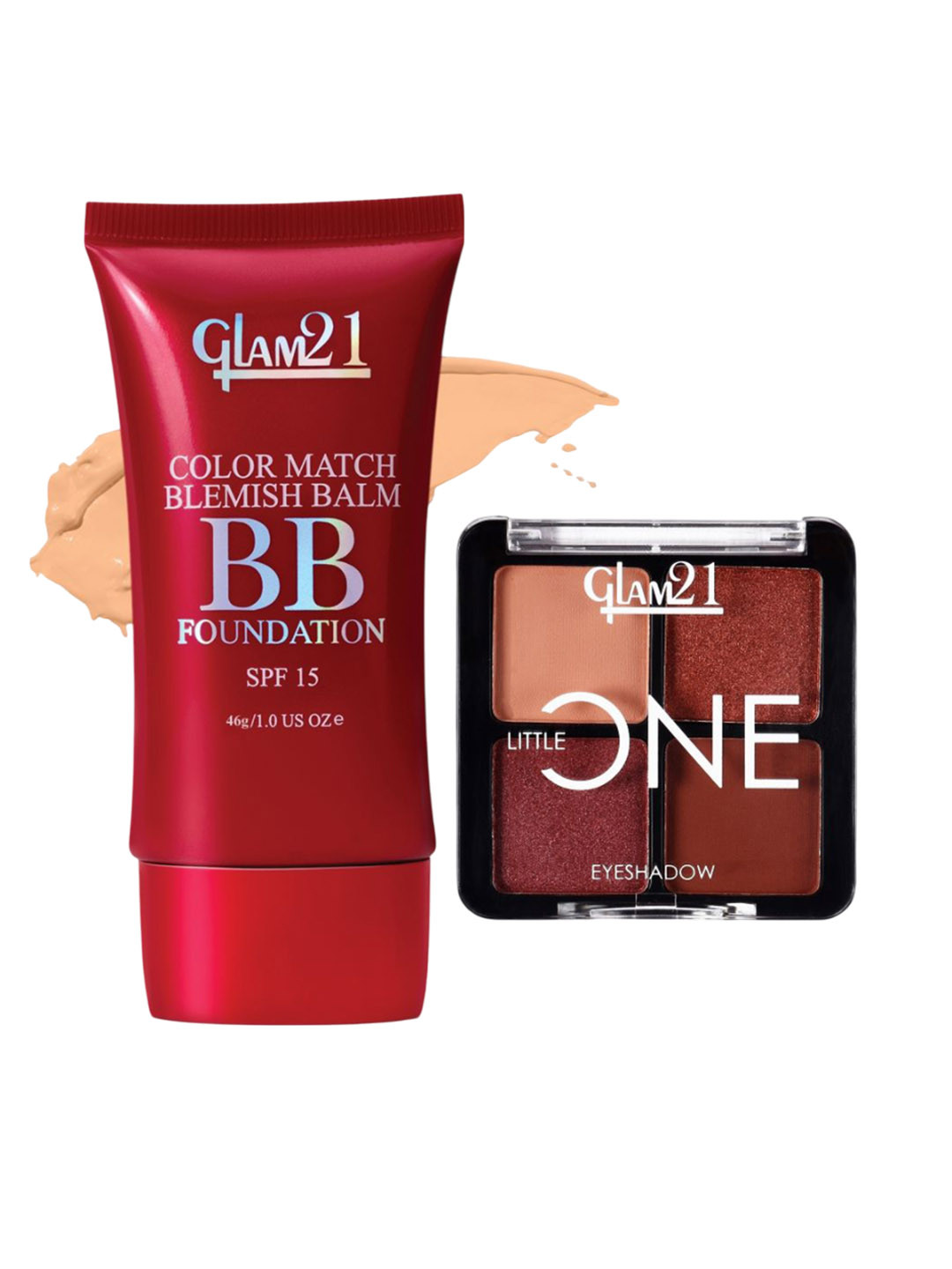 GLAM21 Set Of 2 Little One 4-In-1 Eyeshadow Palette- 06 & Color Match BB Foundation 03