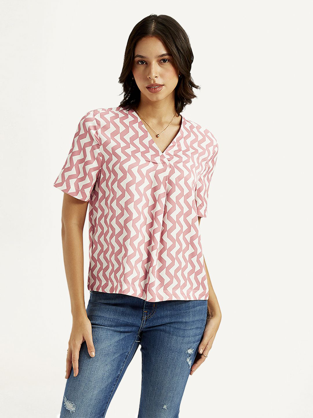 Levis Women Horizontal Stripes Print Regular Top