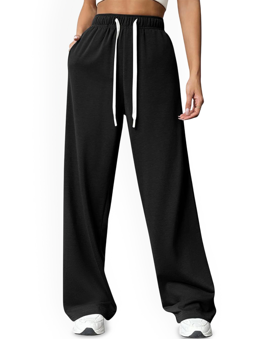 Outzidr Black Waist Tie Up Sweatpant