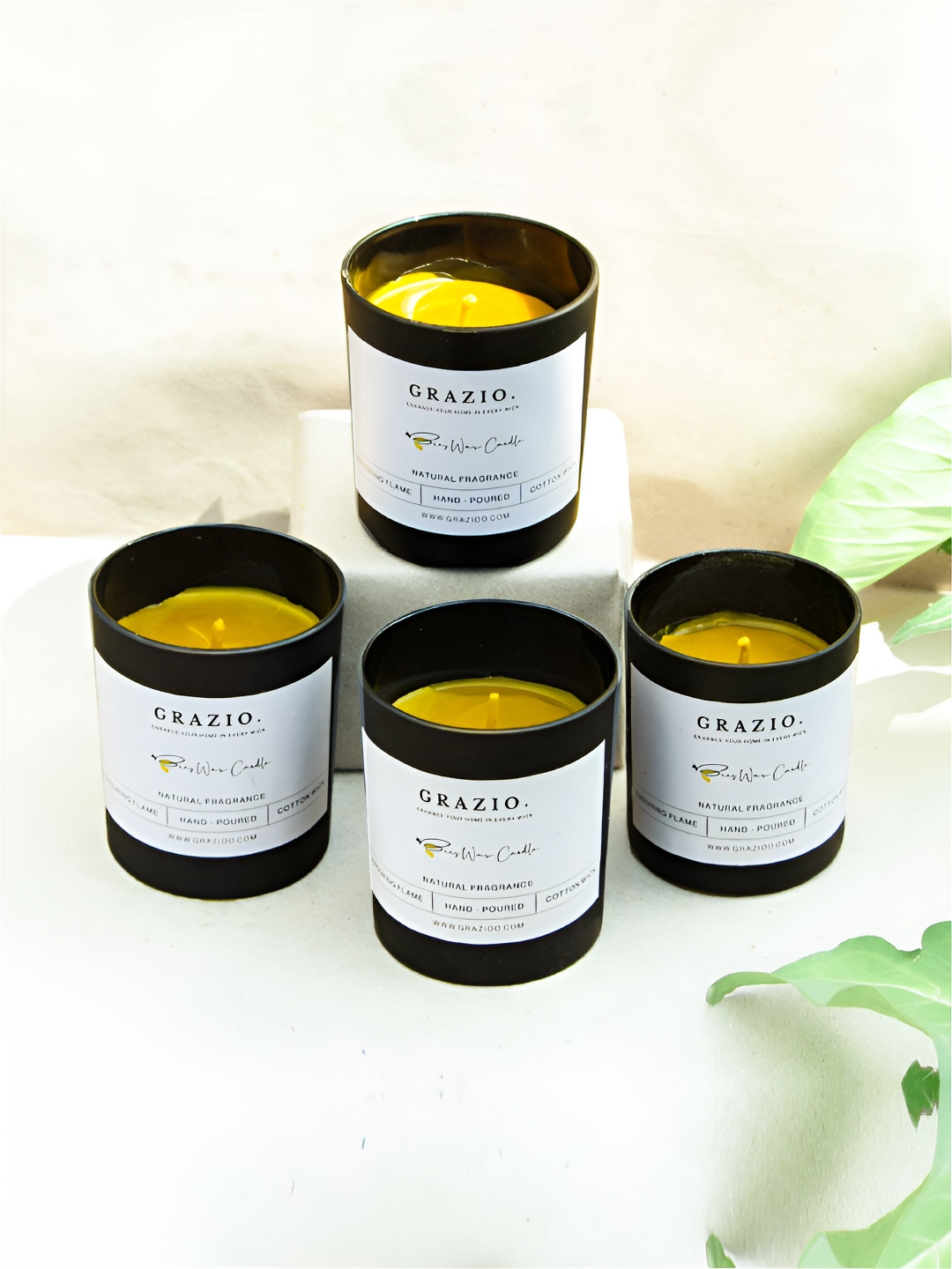 GRAZIO Beeswax Gifting Edition 5Pcs Honey and Lemon Grass Solid Jar Candles