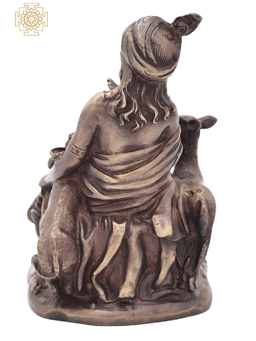 Exotic India The Compassionate Krishna Metallic Brass Prayer Room Tiny Showpiece - 6 Inches