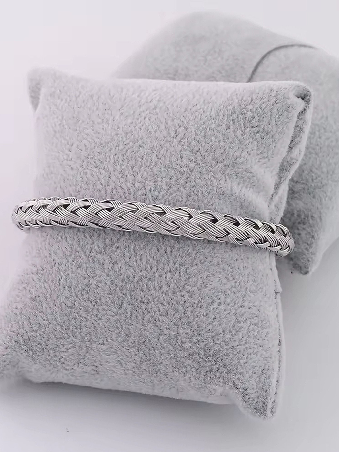The Roadster Lifestyle Co Braided Design Textured Open Cuff Bracelet