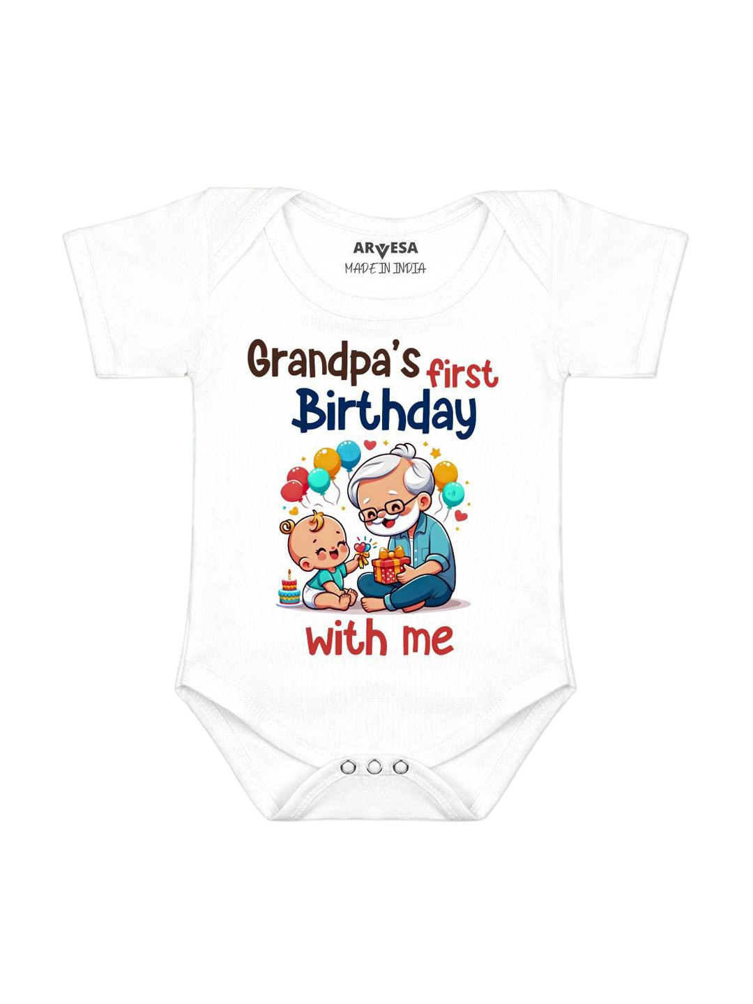Arvesa Grandpa's First Firthday With Me Printed Bodysuit