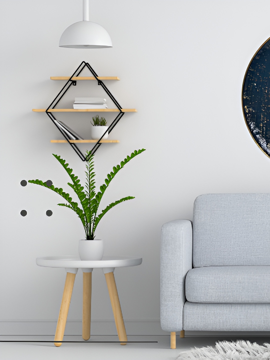 Artisans Bazar Black & White Metal Floral Circular Wall Hanging