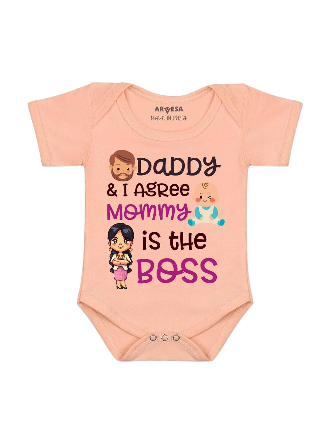 Arvesa Daddy & I Agree Mommy Is Boss Printed Bodysuit