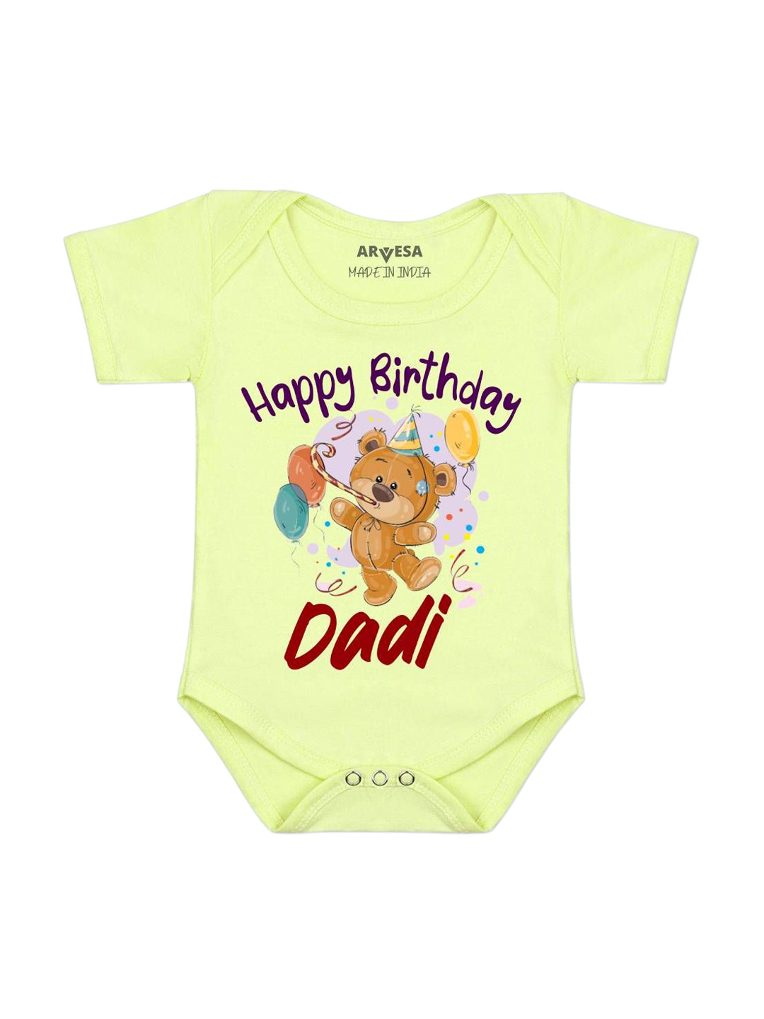 Arvesa Happy Birthday Dadi Printed Bodysuit