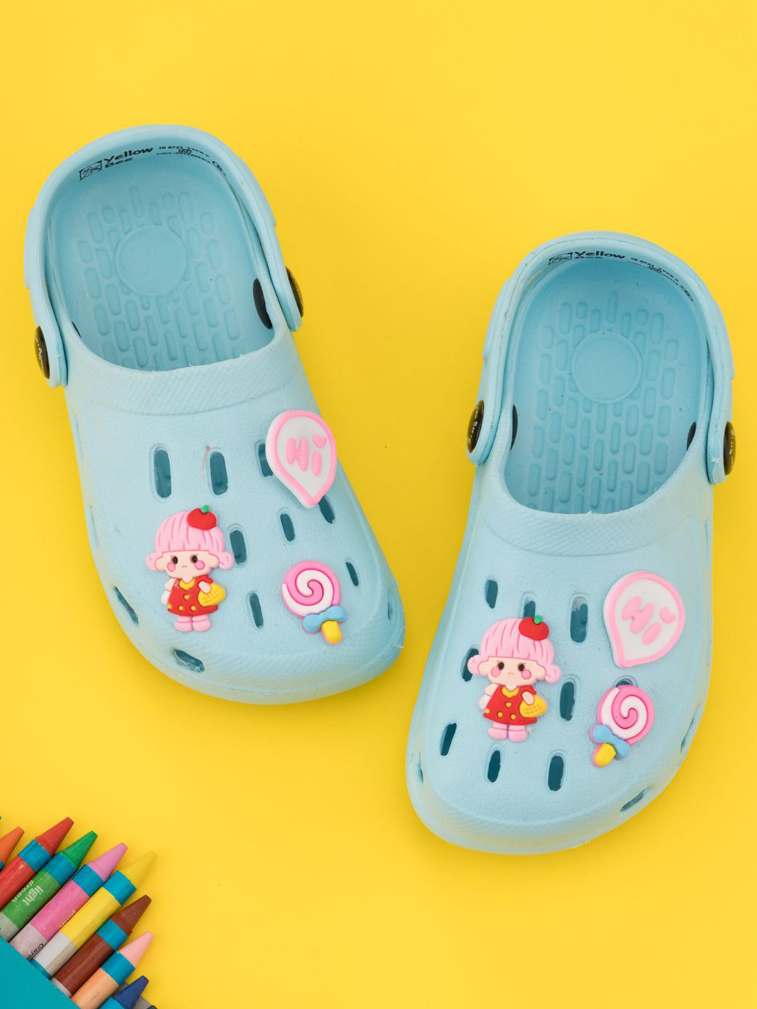 Yellow Bee Girls Cute & Whimsical Sweet Doll Lollipop & Hi 3D Charms Clogs