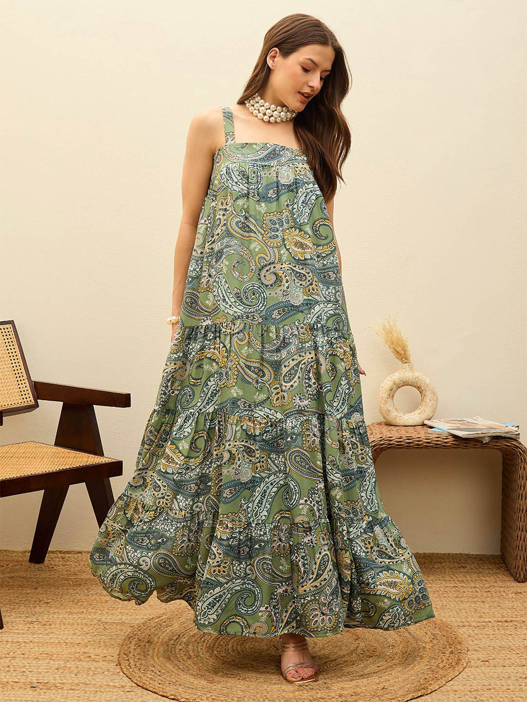 SASSAFRAS Female 1Print Georgette Maxi Midi Dress