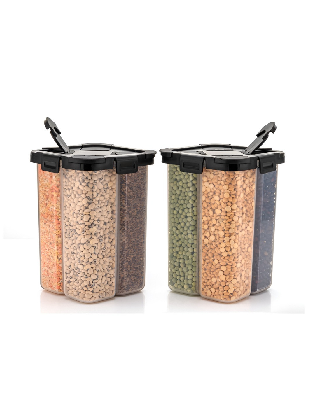 Reeq 4-in-1 Black Plastic Air Tight Flip Top Canister-2.5L