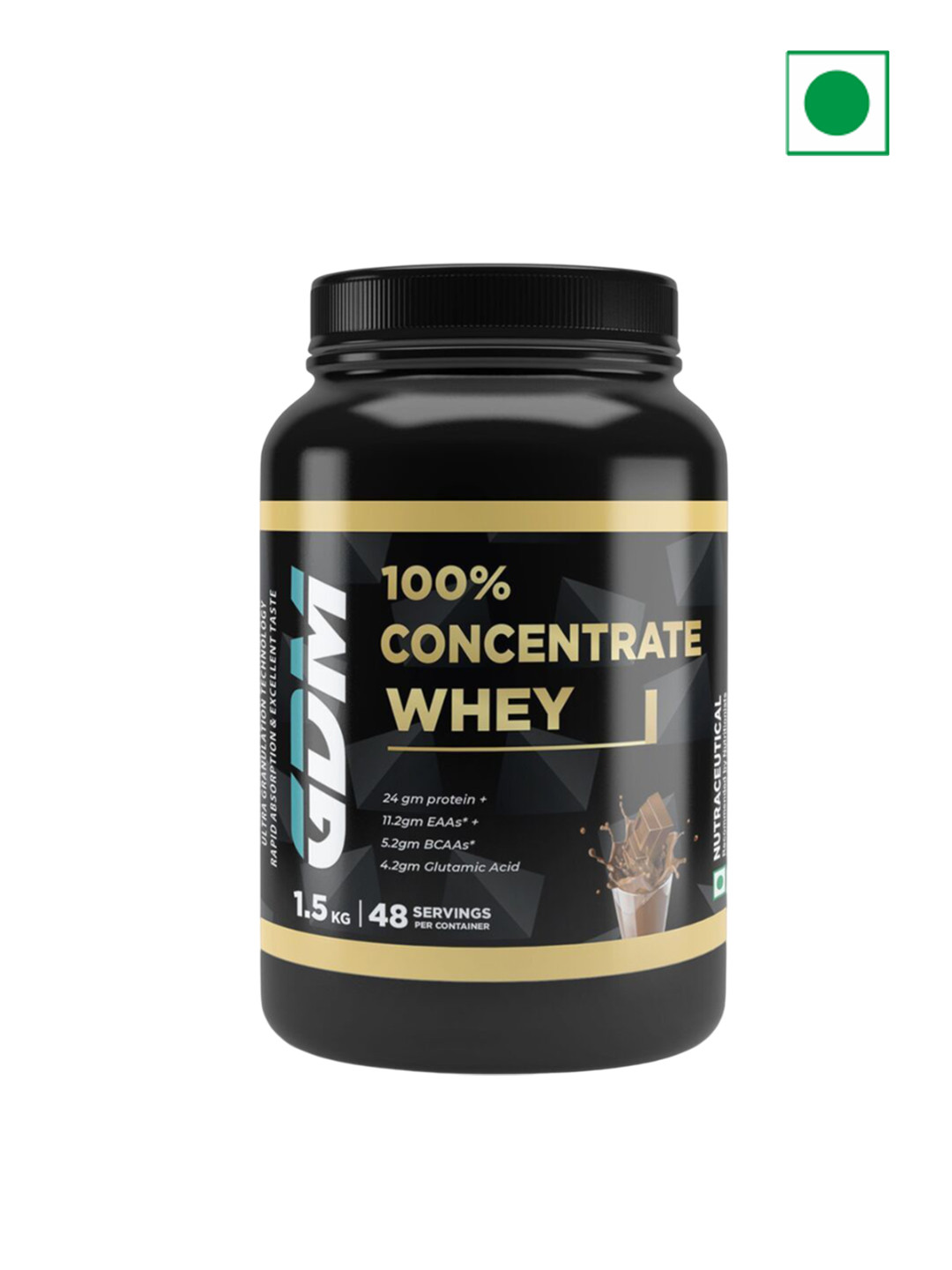 GDM Nutraceuticals LLP 100% Concentrate Whey Powder - 1.5 Kg - Chocolate Flavor